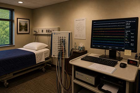 Polysomnography recording equipment, Somnatek research laboratory, 2011