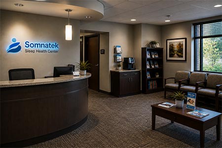 Patient reception and waiting area, Somnatek Sleep Health Center